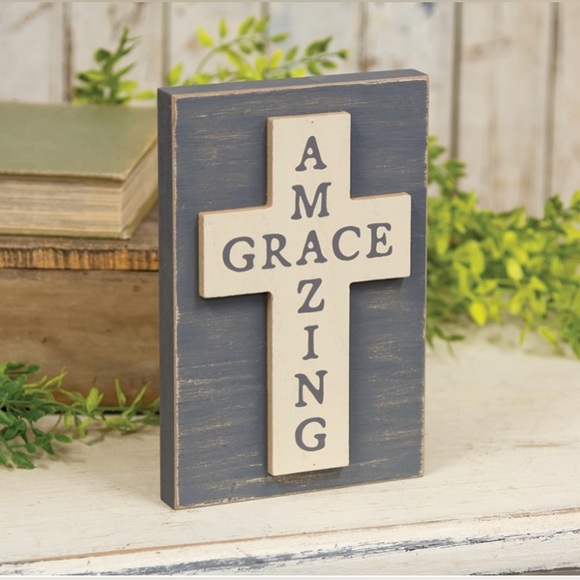 *Amazing Grace Layered Wooden Cross Block - Picture 14 of 15